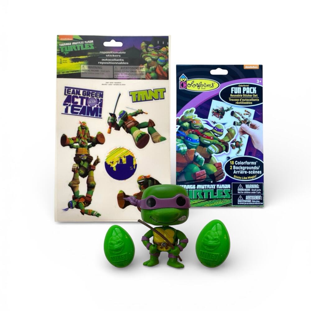 TMNT Easter Basket Fillers Toy Bundle Ninja Turtles Figure Sticker Set Kids Gift